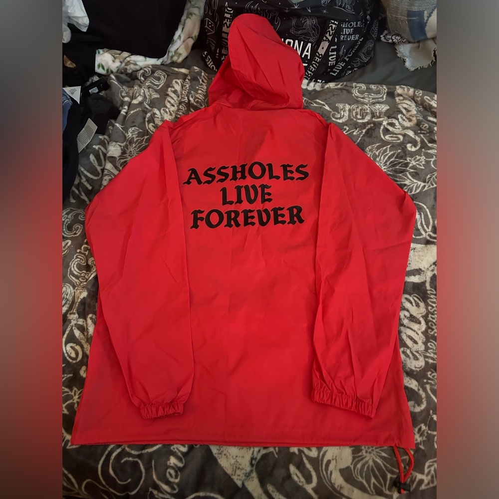 Assholes Live Forever reflective raincoat size large